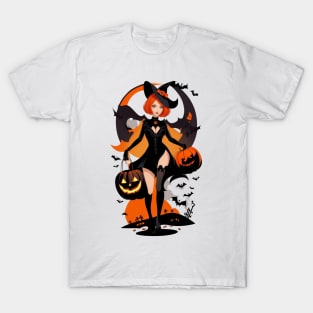 Enchanted Harvest: Witches' Pumpkin Gathering Halloween 🎃 T-Shirt